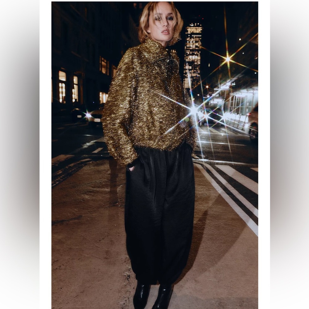 NWT ZARA TREND 2025 COLLECTION METALLIC THREAD BOMBER JACKET S 
🚨FIRM PRICE - Picture 3 of 16